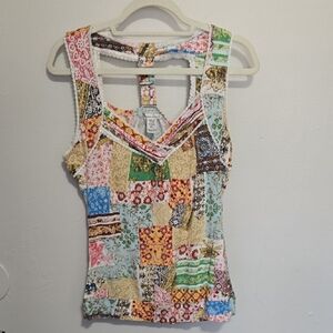 Patchwork Sleeveless Top - Multicolor
